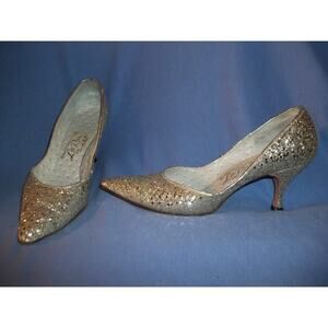 Vintage JOSEPH LAROSE Silver Glitter Pumps Shoes 6 N